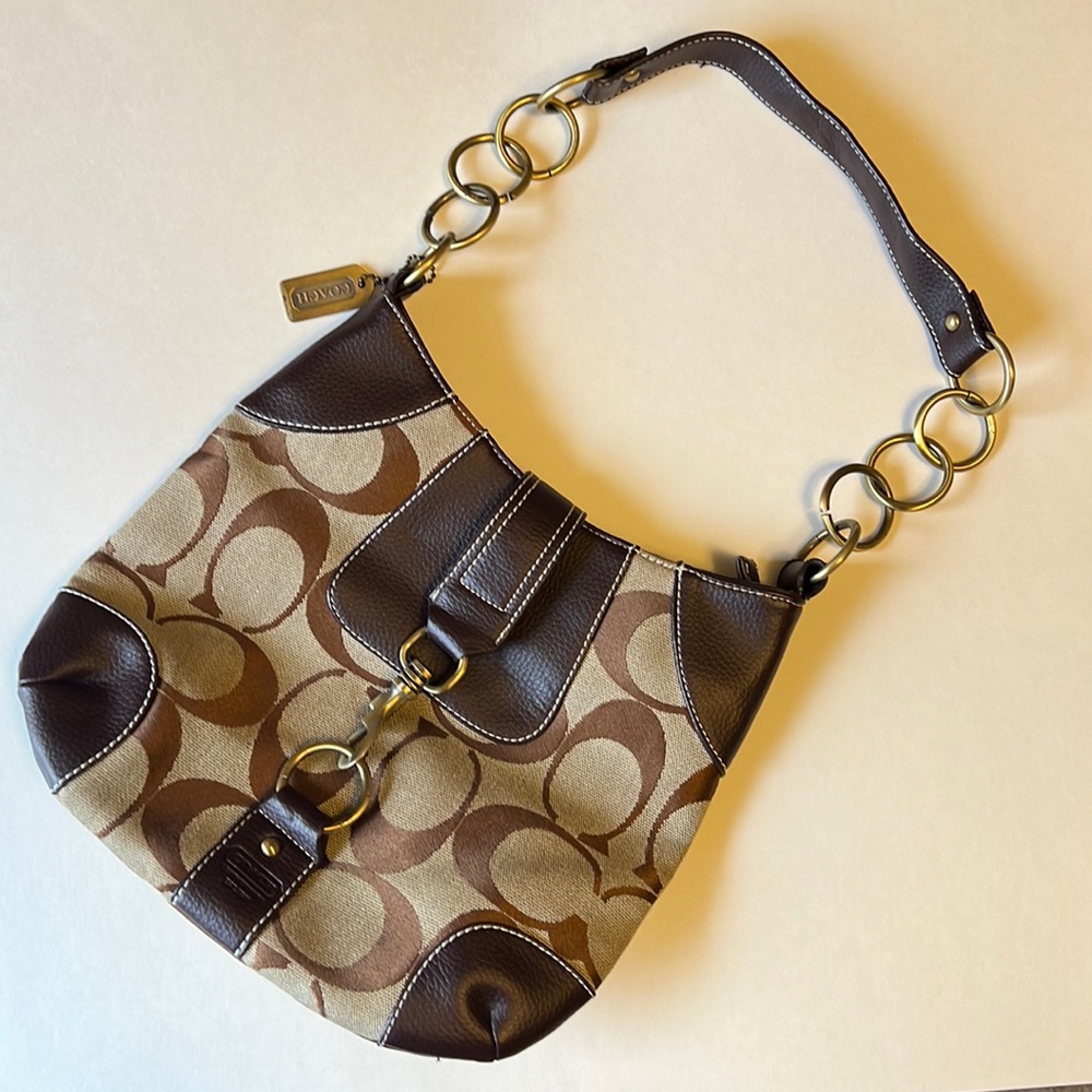 Authentic designer coach bag, very good condition, brown and tan in color